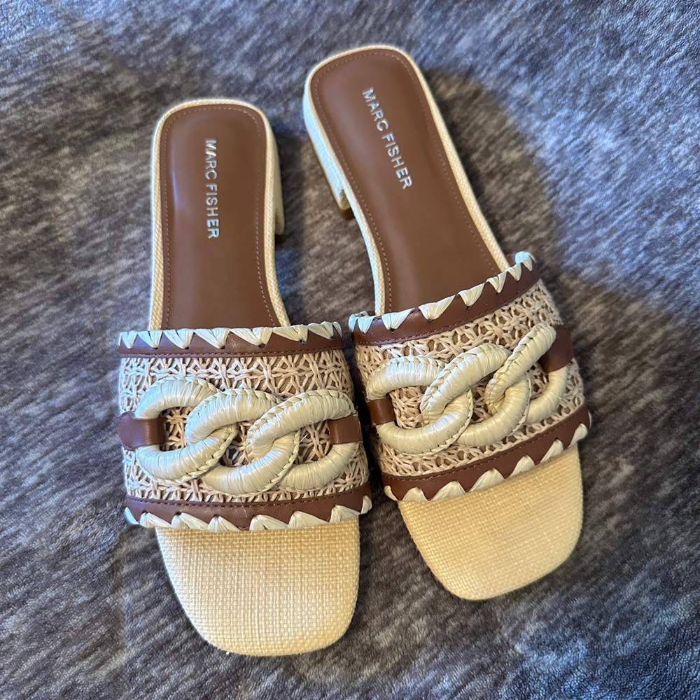 Marc Fisher Women's Tan and Cream Braided Sandals